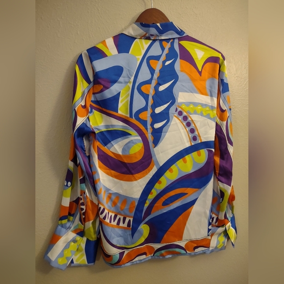 Zara Retro Swirl Print Button Down Shirt Size Large - Picture 8 of 14